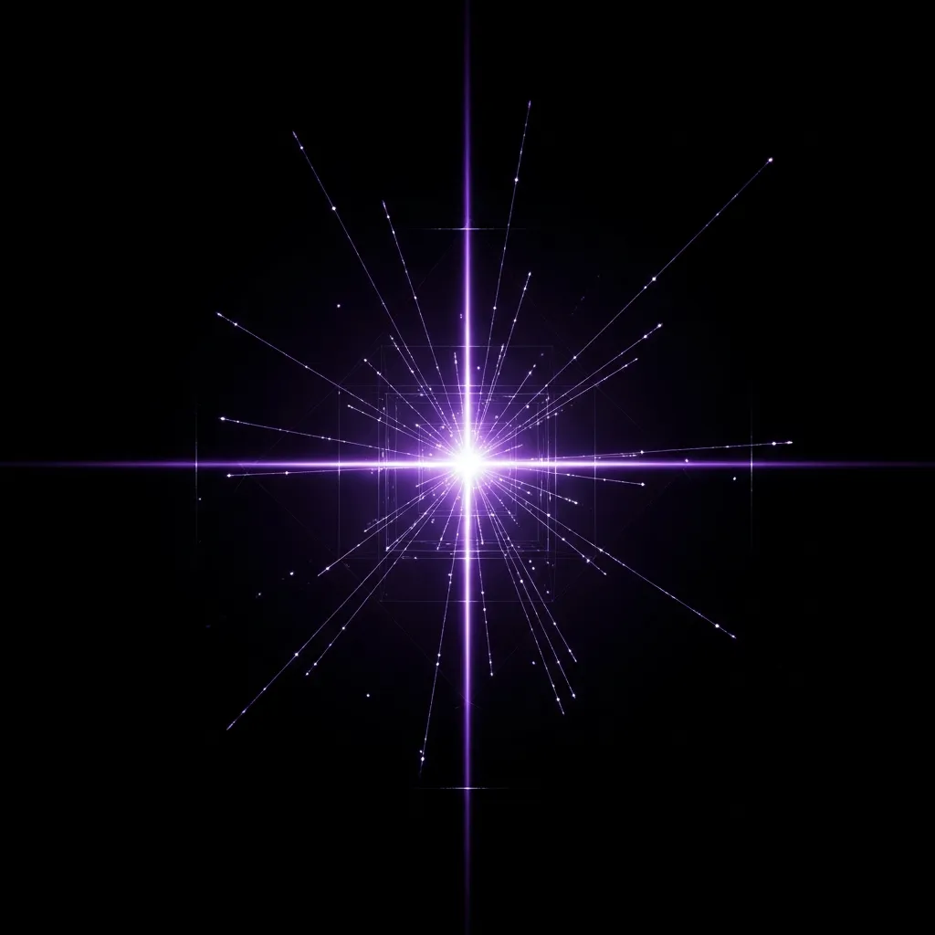 Abstract violet ignition point with radiating geometric lines representing the EZQ Labs forge concept